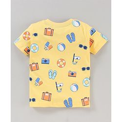 Babyhug Half Sleeves Cotton Blend Printed T-shirts - Red Blue and Yellow