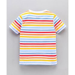 Babyhug Half Sleeves Striped Tees with Airplane Print - Multicolor Red White