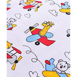 Babyhug Half Sleeves Striped Tees with Airplane Print - Multicolor Red White
