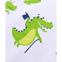 Babyhug Half Sleeves Striped Tees with Croc Print - Green Navy White