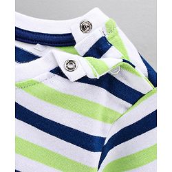 Babyhug Half Sleeves Striped Tees with Croc Print - Green Navy White