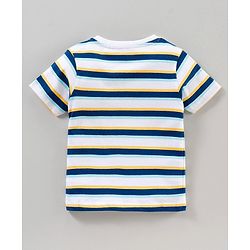 Babyhug Half Sleeves Stripes T-Shirt Animals Print Pack of 3 - Blue Yellow White