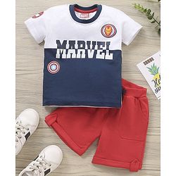 Babyhug Half Sleeves T-Shirt & Shorts Set Marvel Print - Red
