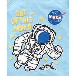 Babyhug Sleeveless T-Shirt and Shorts Set Astronaut Print - Blue Yellow