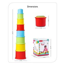 Babyhug 8 Pieces Montessori Stacking Cup with Shapes, Colors & Number Recognition| Stack & Count| Baby Stacking Water & Beach Toys Set| Educational & Motor Skills Sorting & Nesting Toys