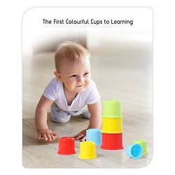 Babyhug 8 Pieces Montessori Stacking Cup with Shapes, Colors & Number Recognition| Stack & Count| Baby Stacking Water & Beach Toys Set| Educational & Motor Skills Sorting & Nesting Toys