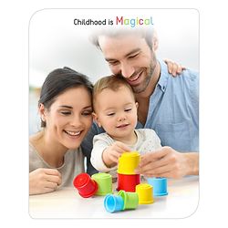 Babyhug 8 Pieces Montessori Stacking Cup with Shapes, Colors & Number Recognition| Stack & Count| Baby Stacking Water & Beach Toys Set| Educational & Motor Skills Sorting & Nesting Toys