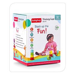 Babyhug 8 Pieces Montessori Stacking Cup with Shapes, Colors & Number Recognition| Stack & Count| Baby Stacking Water & Beach Toys Set| Educational & Motor Skills Sorting & Nesting Toys