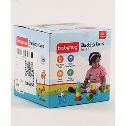 Babyhug 8 Pieces Montessori Stacking Cup with Shapes, Colors & Number Recognition| Stack & Count| Baby Stacking Water & Beach Toys Set| Educational & Motor Skills Sorting & Nesting Toys