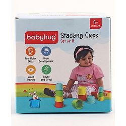 Babyhug 8 Pieces Montessori Stacking Cup with Shapes, Colors & Number Recognition| Stack & Count| Baby Stacking Water & Beach Toys Set| Educational & Motor Skills Sorting & Nesting Toys
