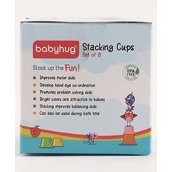 Babyhug 8 Pieces Montessori Stacking Cup with Shapes, Colors & Number Recognition| Stack & Count| Baby Stacking Water & Beach Toys Set| Educational & Motor Skills Sorting & Nesting Toys