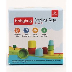Babyhug 8 Pieces Montessori Stacking Cup with Shapes, Colors & Number Recognition| Stack & Count| Baby Stacking Water & Beach Toys Set| Educational & Motor Skills Sorting & Nesting Toys