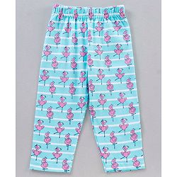 Babyhug Half Sleeves T-Shirt & Pyjama Set Flamingo Print - Blue