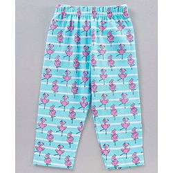 Babyhug Half Sleeves T-Shirt & Pyjama Set Flamingo Print - Blue