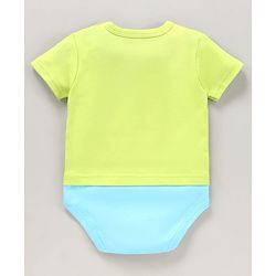 Babyhug 100% Cotton Half Sleeves Onesies Striped and Dolphin Print Pack of 3 - Blue Green