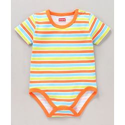 Babyhug 100% Cotton Half Sleeves Onesies Striped and Dolphin Print Pack of 3 - Blue Green