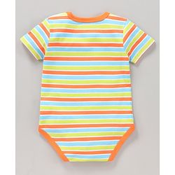 Babyhug 100% Cotton Half Sleeves Onesies Striped and Dolphin Print Pack of 3 - Blue Green