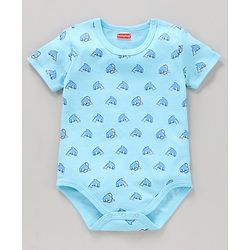 Babyhug 100% Cotton Half Sleeves Onesies Striped and Dolphin Print Pack of 3 - Blue Green