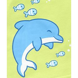 Babyhug 100% Cotton Half Sleeves Onesies Striped and Dolphin Print Pack of 3 - Blue Green