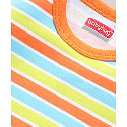 Babyhug 100% Cotton Half Sleeves Onesies Striped and Dolphin Print Pack of 3 - Blue Green