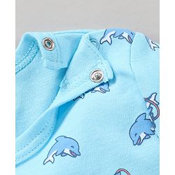 Babyhug 100% Cotton Half Sleeves Onesies Striped and Dolphin Print Pack of 3 - Blue Green