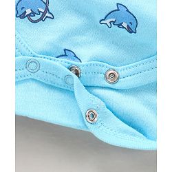 Babyhug 100% Cotton Half Sleeves Onesies Striped and Dolphin Print Pack of 3 - Blue Green