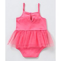 Babyhug Singlet Sleeves Onesies with Hairband Snail Print - Pink