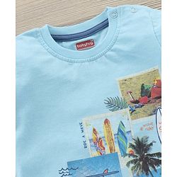 Babyhug Half Sleeves T-Shirt & Denim Shorts Set Multi Print - Blue