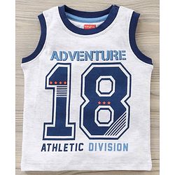 Babyhug Sleeveless Tee & Short Adventure Print - Blue
