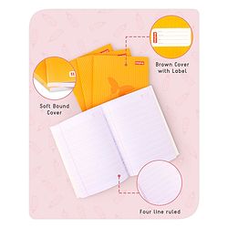 Babyhug Premium Brown Cover Four Lines Exercise Book Set Pack of 4 - 172 Pages Each