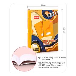 Babyhug Premium Brown Cover Four Lines Exercise Book Set Pack of 4 - 172 Pages Each