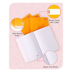 Babyhug Premium Brown Cover Square Lines Exercise Book Set Pack of 4 - 172 Pages Each