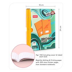 Babyhug Premium Brown Cover Square Lines Exercise Book Set Pack of 4 - 172 Pages Each