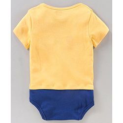 Babyhug 100% Cotton Half Sleeves Striped Onesies Text Print Pack of 2 - Blue Yellow