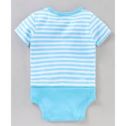 Babyhug 100% Cotton Half Sleeves Striped Onesies Text Print Pack of 2 - Blue Yellow