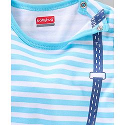 Babyhug 100% Cotton Half Sleeves Striped Onesies Text Print Pack of 2 - Blue Yellow