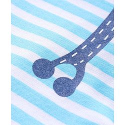 Babyhug 100% Cotton Half Sleeves Striped Onesies Text Print Pack of 2 - Blue Yellow
