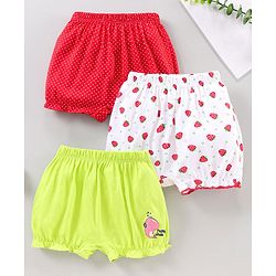 Babyhug Cotton Bloomer Multi Print Pack of 3 - Red White Green