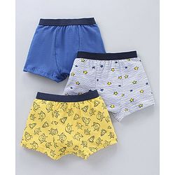 Babyhug Briefs Spacecraft Print Pack of 3 - Royal Blue Yellow White