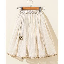 Babyhug Sleeveless Embeliished Choli Lehenga and Dupatta Set with Sequins - Ivory - 3-4Y Off White/Cream