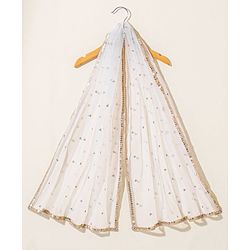 Babyhug Sleeveless Embeliished Choli Lehenga and Dupatta Set with Sequins - Ivory - 3-4Y Off White/Cream