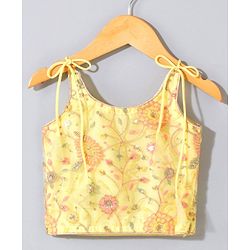 Babyhug Sleeveless Embroidered Choli Lehenga and Dupatta Set with Sequins - Yellow Peach - 18-24m Yellow