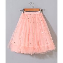 Babyhug Sleeveless Embroidered Choli Lehenga and Dupatta Set with Sequins - Yellow Peach