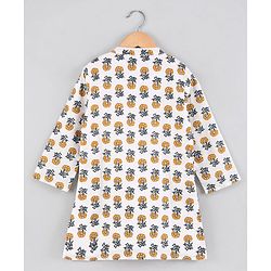 Babyhug Full Sleeves Cotton Kurta & Dhoti Set Printed - Off White