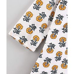 Babyhug Full Sleeves Cotton Kurta & Dhoti Set Printed - Off White