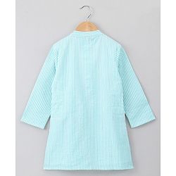 Babyhug Full Sleeves Striped Cotton Kurta & Pyjama Set - Light Blue