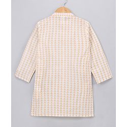Babyhug Full Sleeves Cotton Kurta and Dhoti Set Printed - Beige