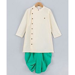 Babyhug Full Sleeves Kurta Dhoti Set Solid - Off White