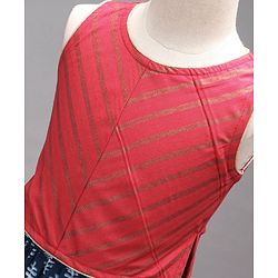 Babyhug Sleeveless Choli & Lehenga Set With Dupatta Ethnic Print - Red Blue