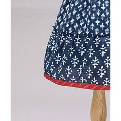 Babyhug Sleeveless Choli & Lehenga Set With Dupatta Ethnic Print - Red Blue